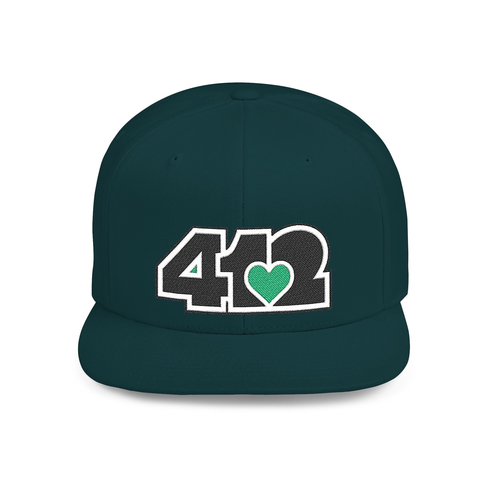 Pittsburgh 412 Black & Green Embroidered Flat Bill Snapback Hat
