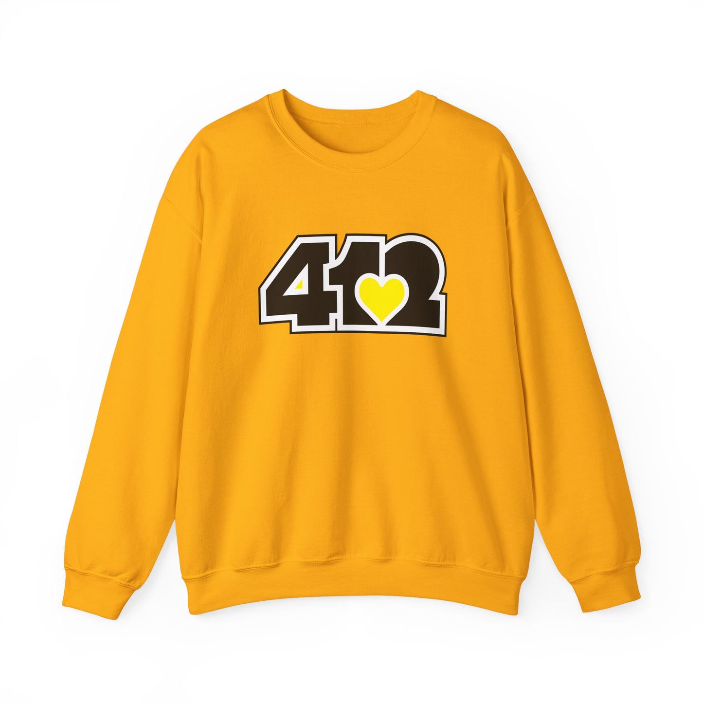 412 Crew Neck Sweatshirt  - Yellow Heart, Black Logo