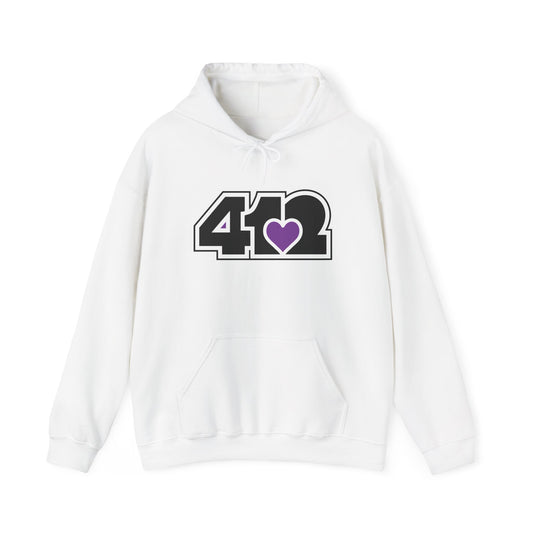 412 Classic Fit Adult Hoodie - Purple Heart Black Logo