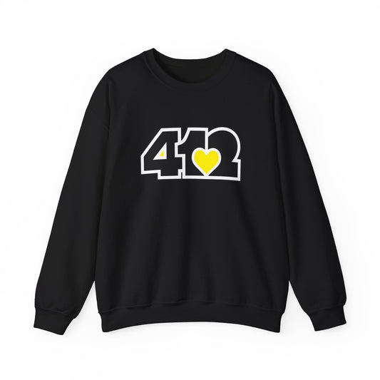 412 Crew Neck Sweatshirt  - Yellow Heart, Black Logo