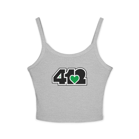 412 Women’s Camisole – Green Heart, Black Logo