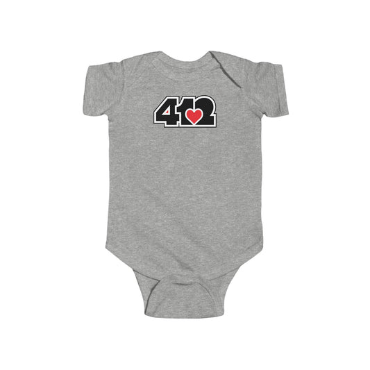 412 Infant Bodysuit - Red Heart, Black Logo