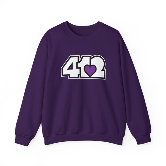 412 Crew Neck Sweatshirt  - Purple Heart, White Logo