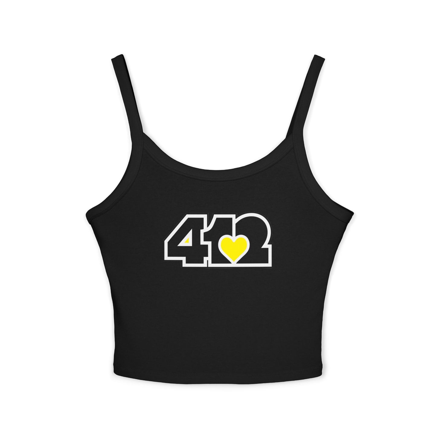 412 Women’s Camisole – Yellow Heart, Black Logo