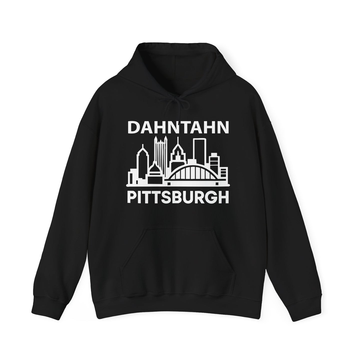 Dahntahn Pittsburgh Adult Hoodie - White Logo