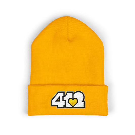 Yellow Heart Embroidered Beanie Hat