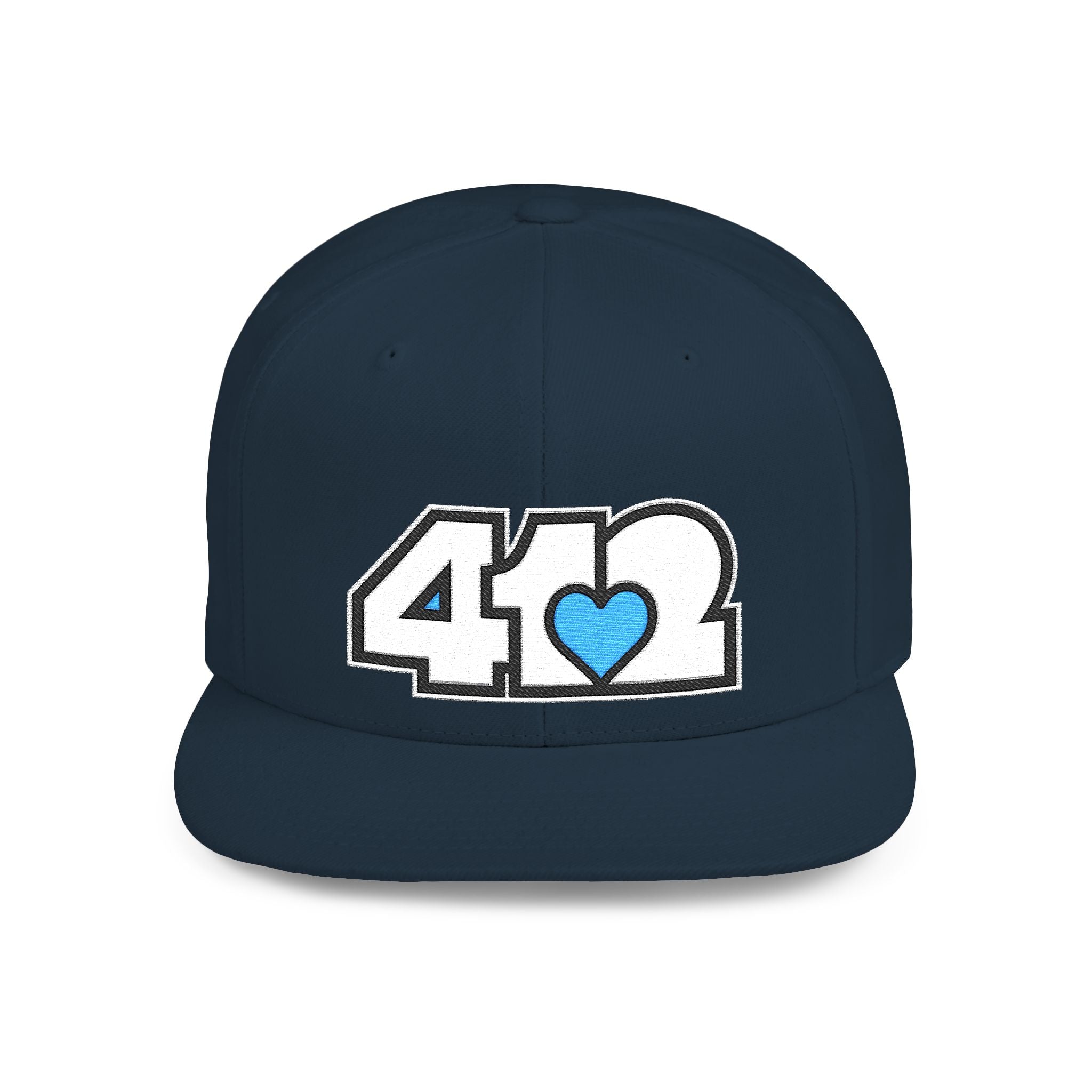 Pittsburgh 412 White & Blue Embroidered Flat Bill Snapback Hat