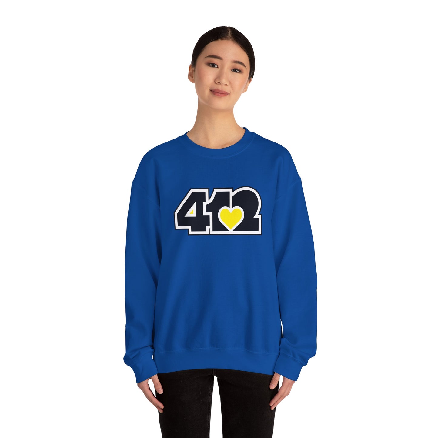 412 Crew Neck Sweatshirt  - Yellow Heart, Black Logo