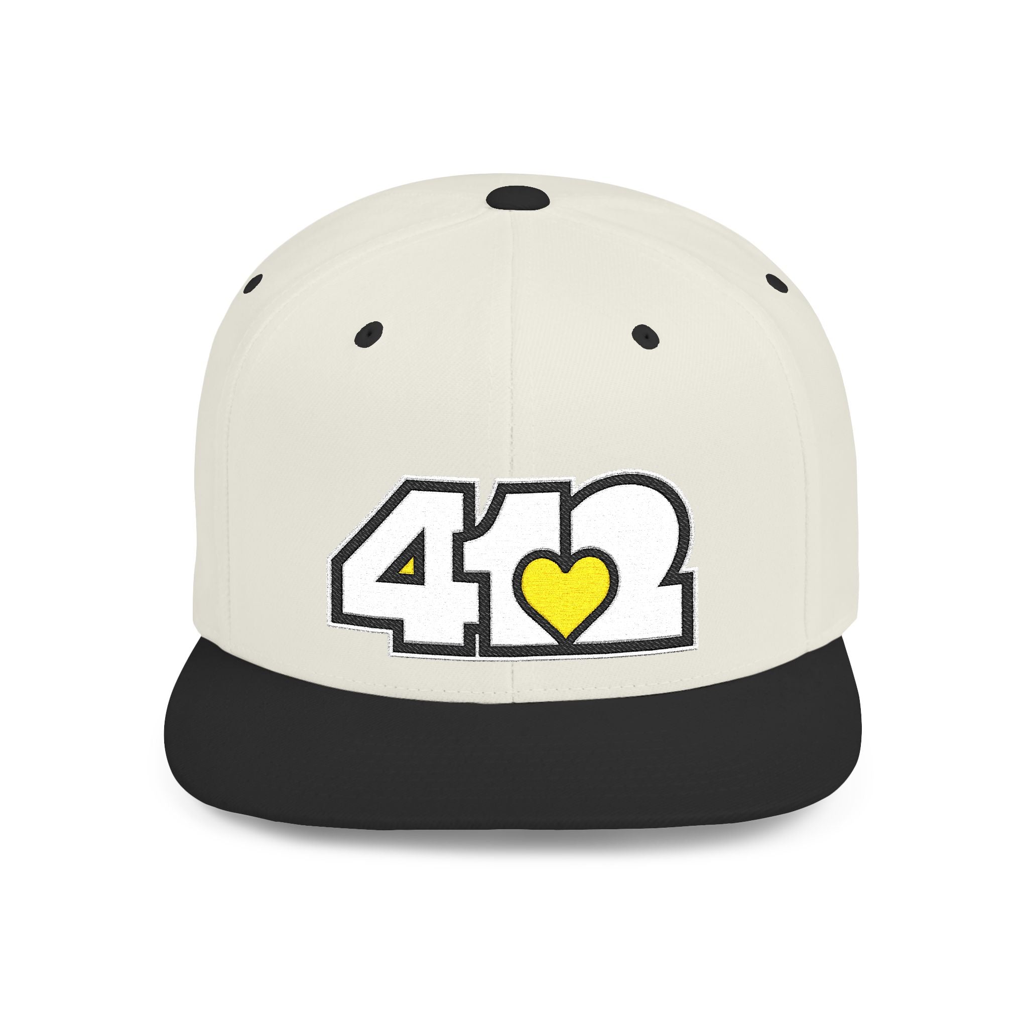 Pittsburgh 412 White & Yellow Embroidered Flat Bill Snapback Hat