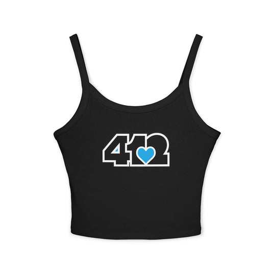 412 Women’s Camisole – Blue Heart, Black Logo