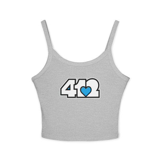 412 Women’s Camisole – Blue Heart, White Logo