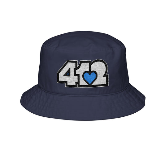 Blue Heart Embroidered Bucket Hat