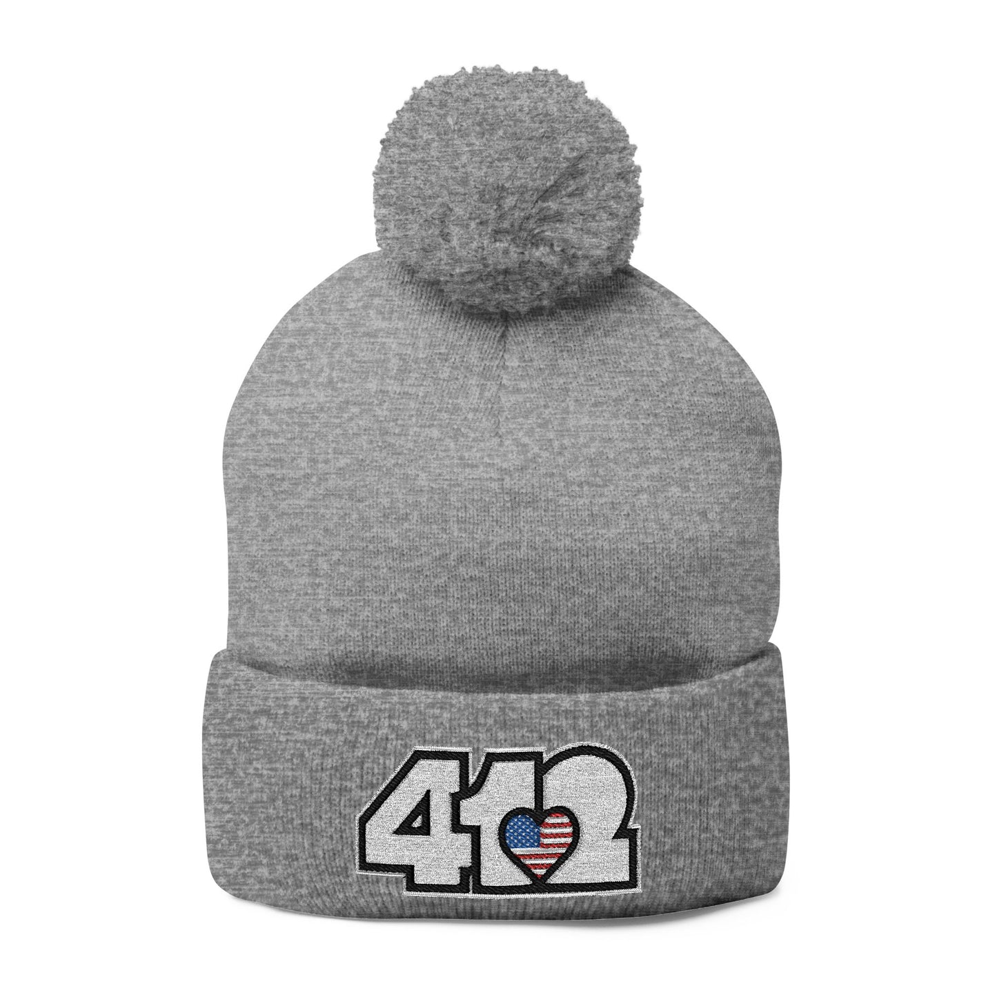 412 Bobble Crown - Embroidered Stars & Stripes Heart, White Logo