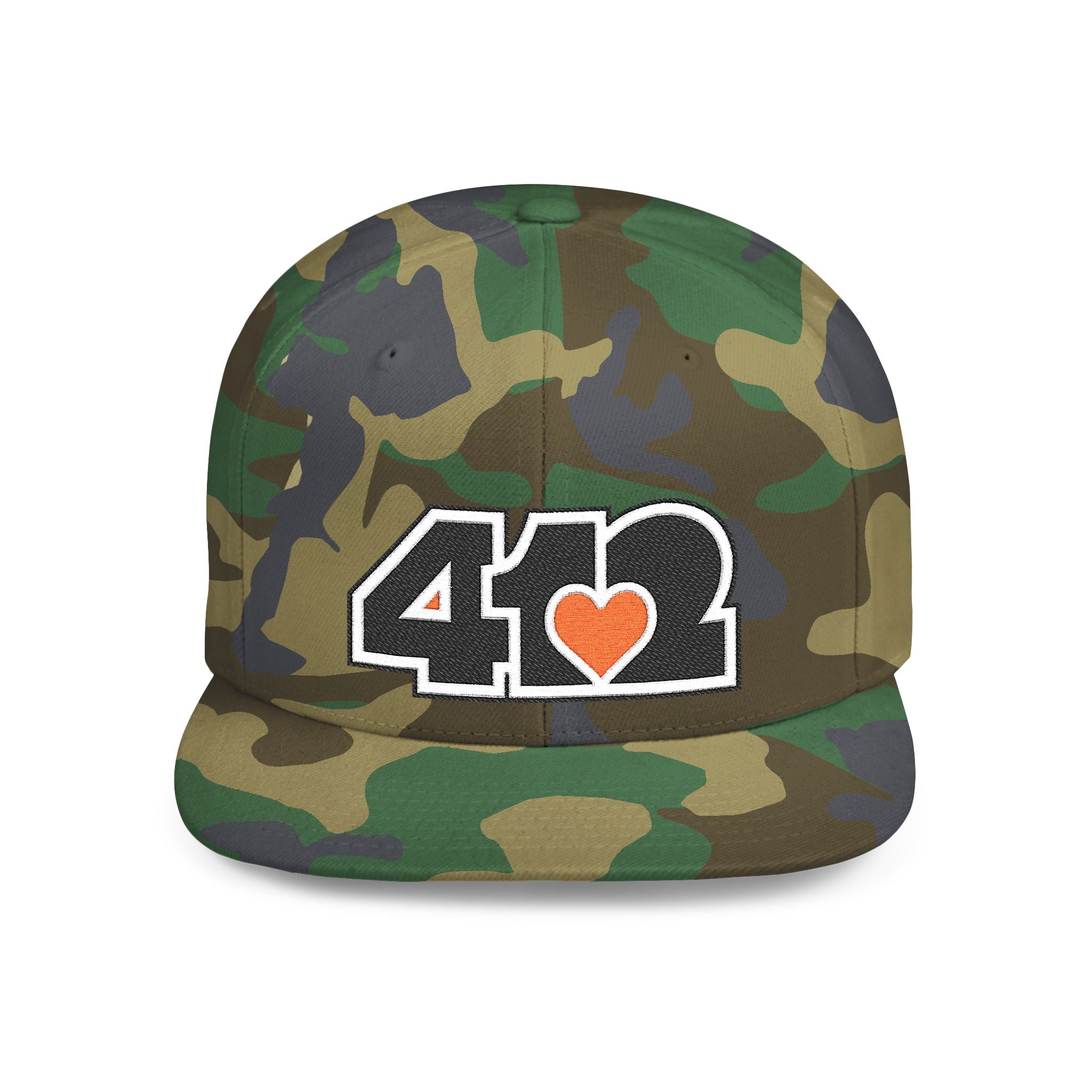 Pittsburgh 412 Black & Orange Embroidered Flat Bill Snapback Hat