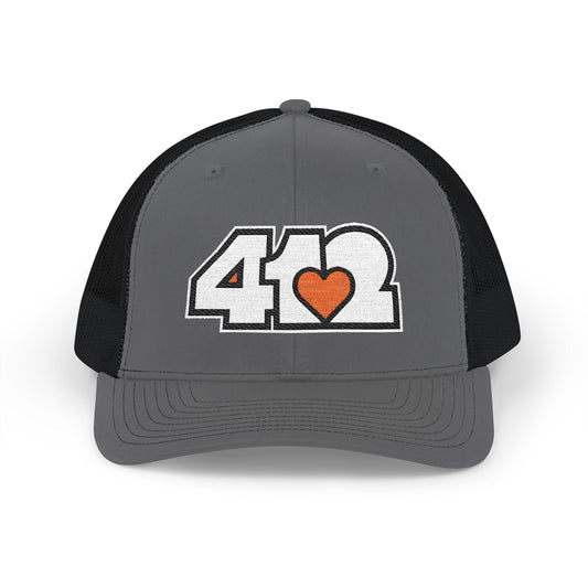 Orange Heart Embroidered Snapback Cap