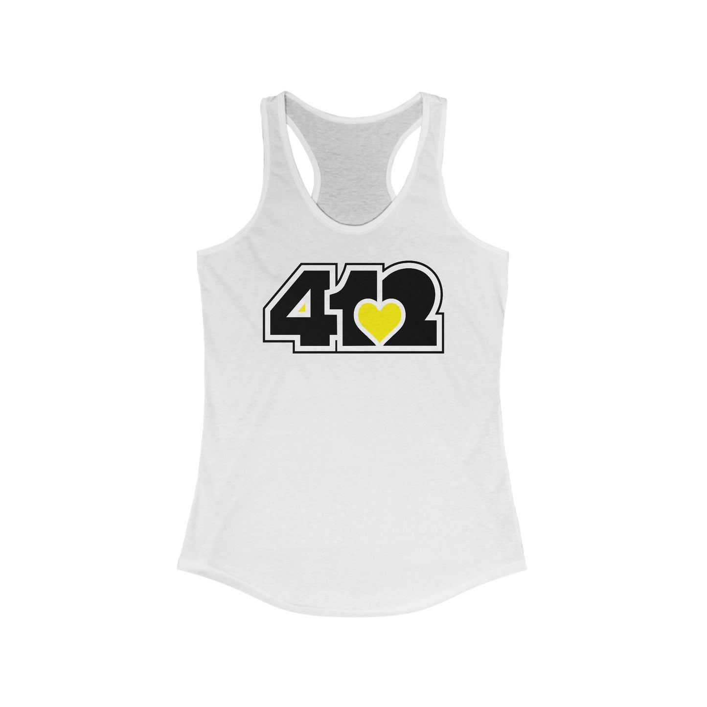 412 Women's Racerback Tank Top - Yellow Heart, Black Logo