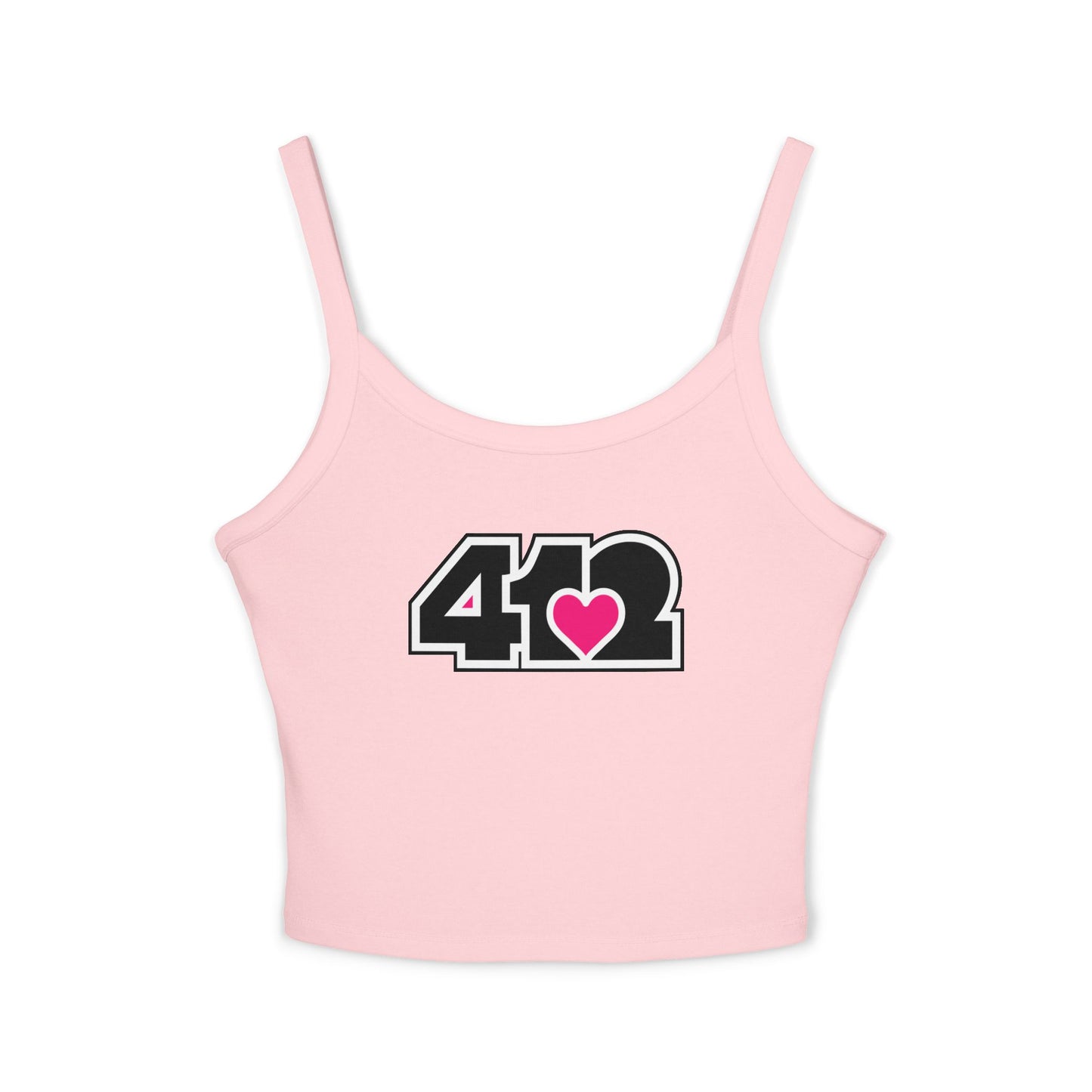 412 Women’s Camisole – Pink Heart, Black Logo