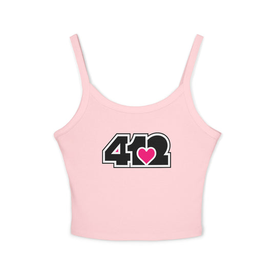 412 Women’s Camisole – Pink Heart, Black Logo