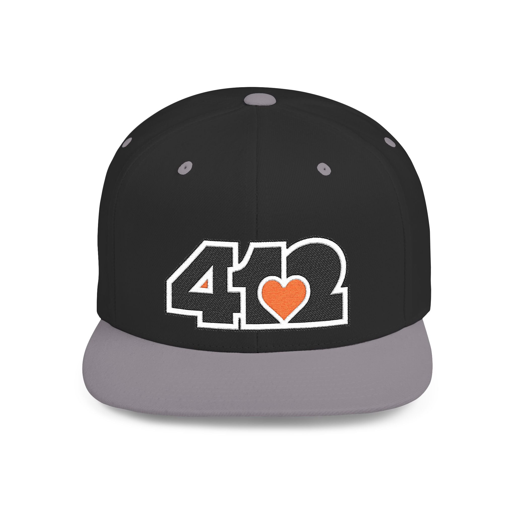 Pittsburgh 412 Black & Orange Embroidered Flat Bill Snapback Hat