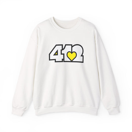 412 Crew Neck Sweatshirt  - Yellow Heart, White Logo