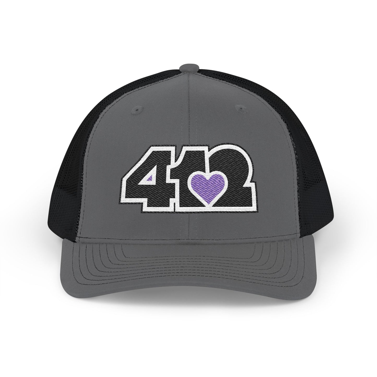412 Snapback Crown – Embroidered Purple Heart, Black Logo