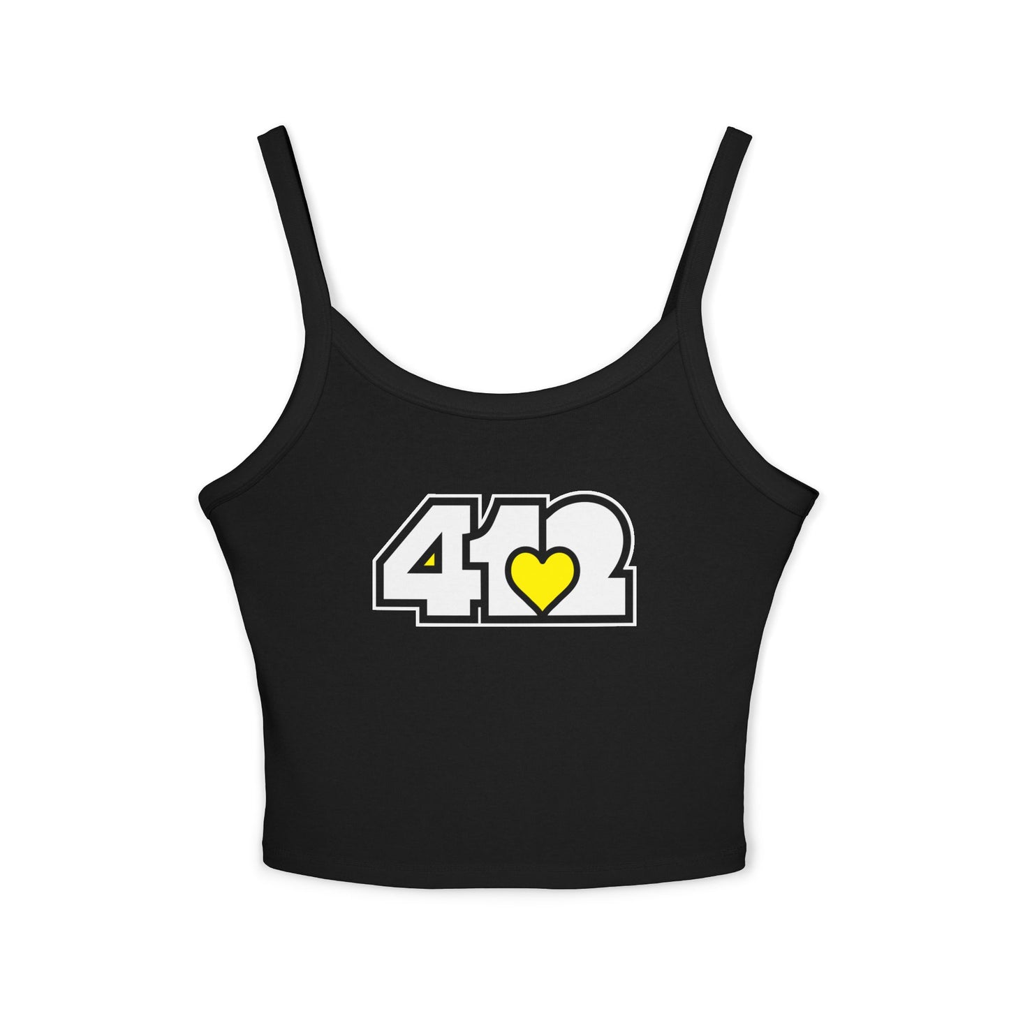 412 Women’s Camisole – Yellow Heart, White Logo