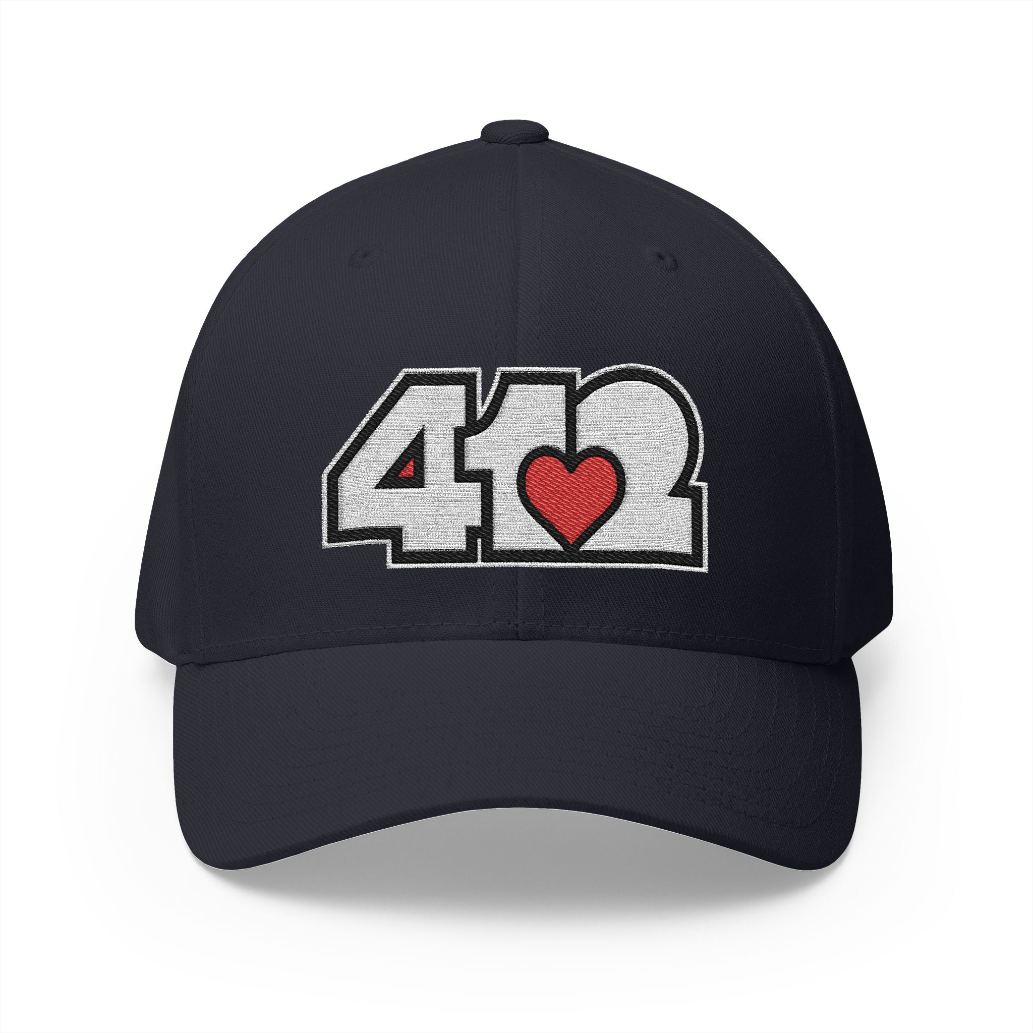 Pittsburgh 412 White Red Embroidered Stretch Fit Hat