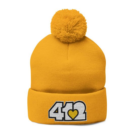 412 Bobble Crown - Embroidered Yellow Heart, White Logo