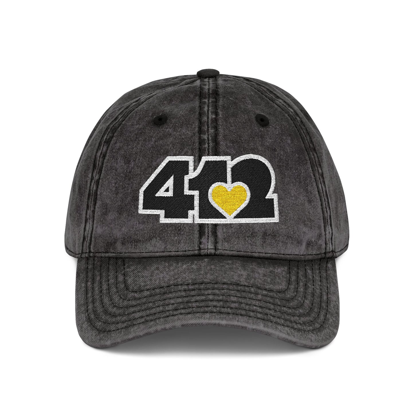 412 Vintage Crown – Embroidered Yellow Heart, Black Logo