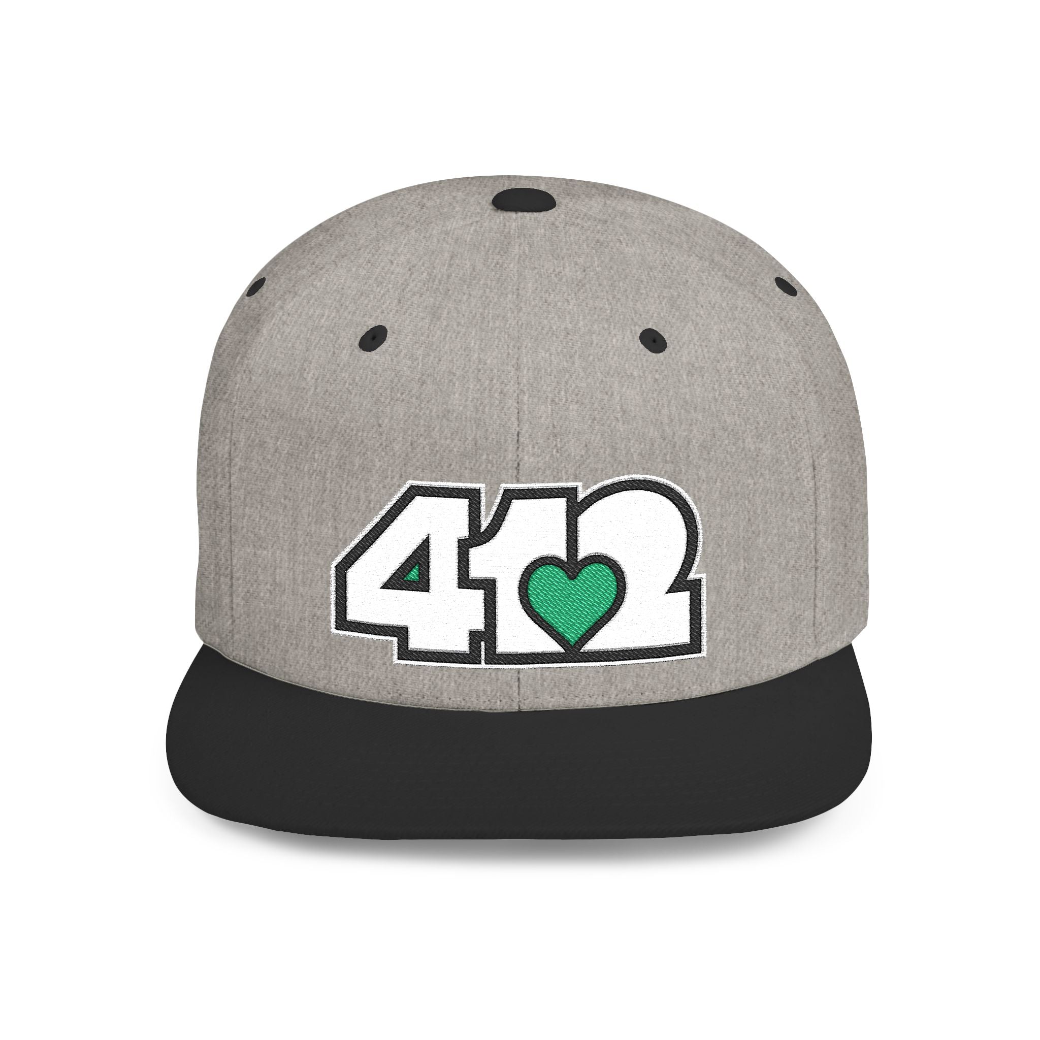 Pittsburgh 412 White & Green Embroidered Flat Bill Snapback Hat