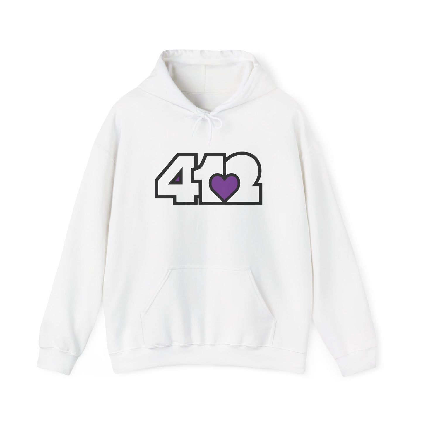 412 Classic Fit Adult Hoodie - Purple Heart, White Logo
