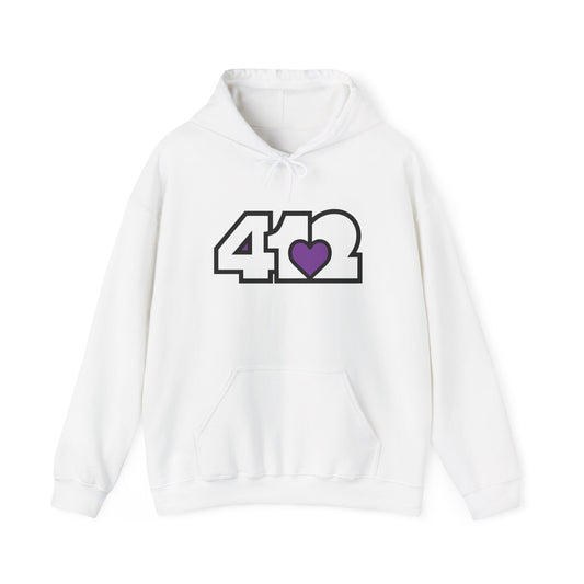 412 Classic Fit Adult Hoodie - Purple Heart, White Logo