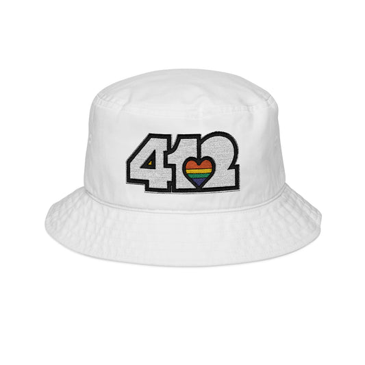 Rainbow Heart Embroidered Bucket Hat