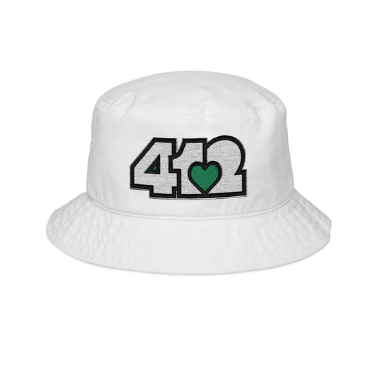 Green Heart Embroidered Bucket Hat
