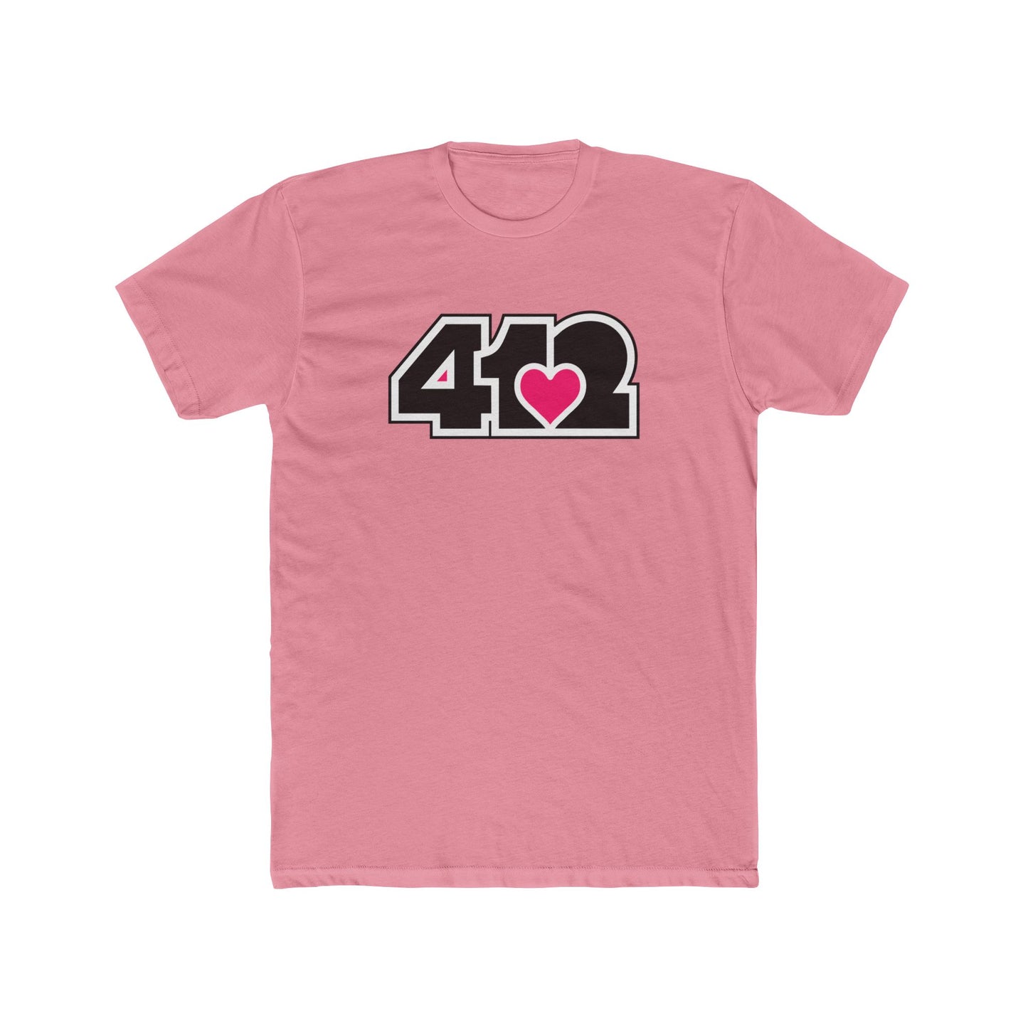 412 Contoured Fit Tee - Pink Heart, Black Logo