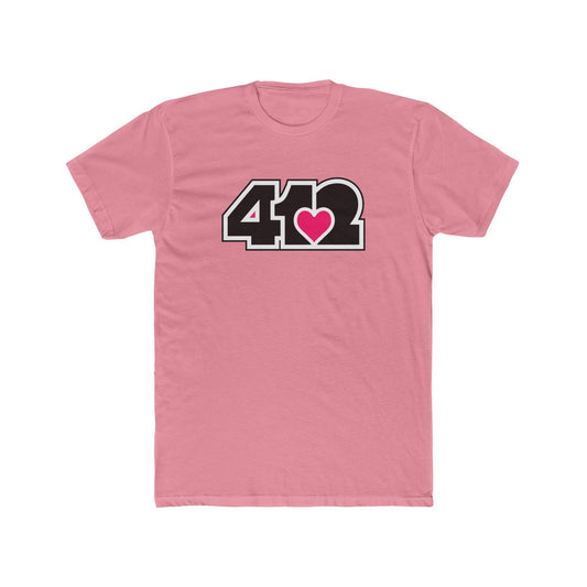 412 Contoured Fit Tee - Pink Heart, Black Logo