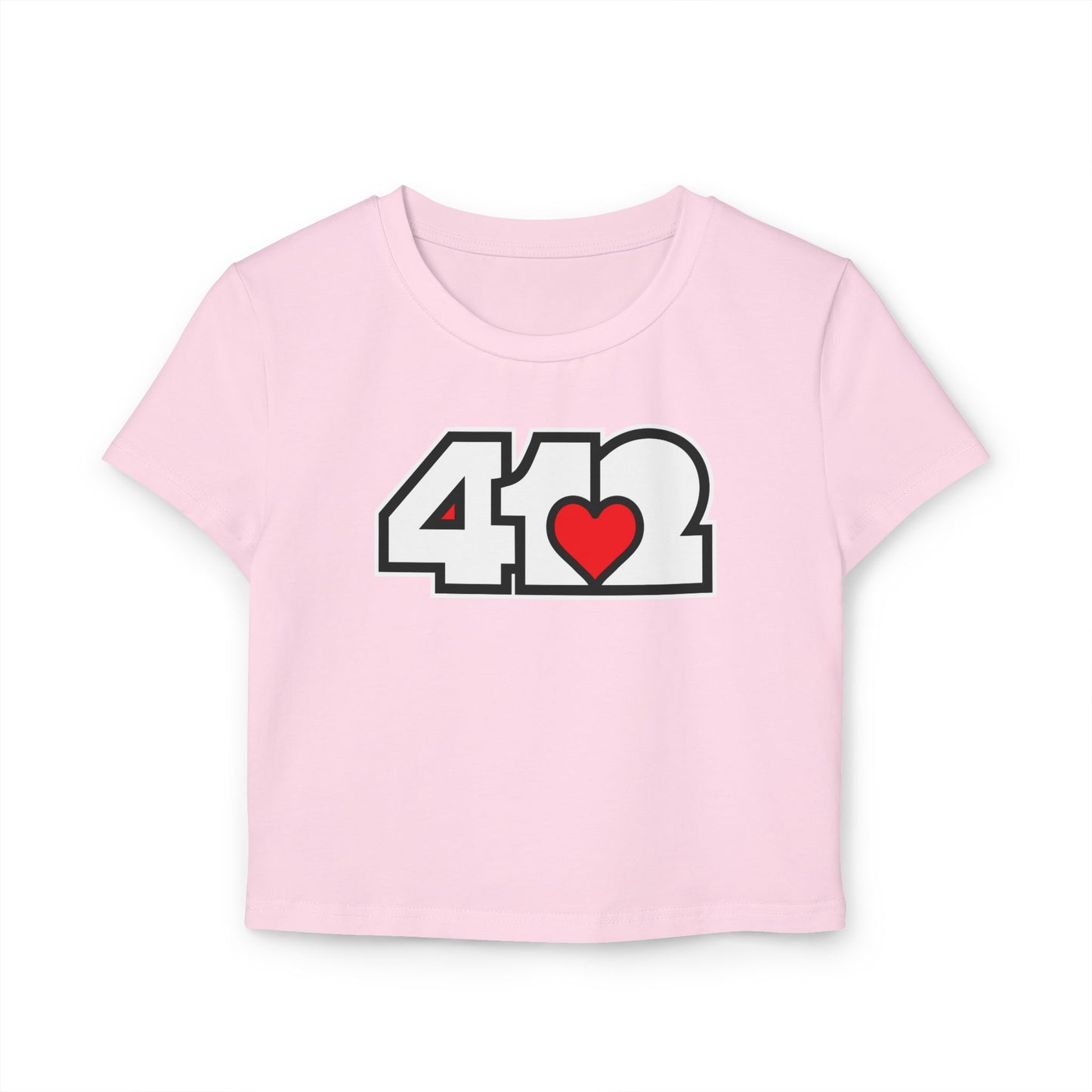 412 Women's Crop Top – Red Heart, White Logo