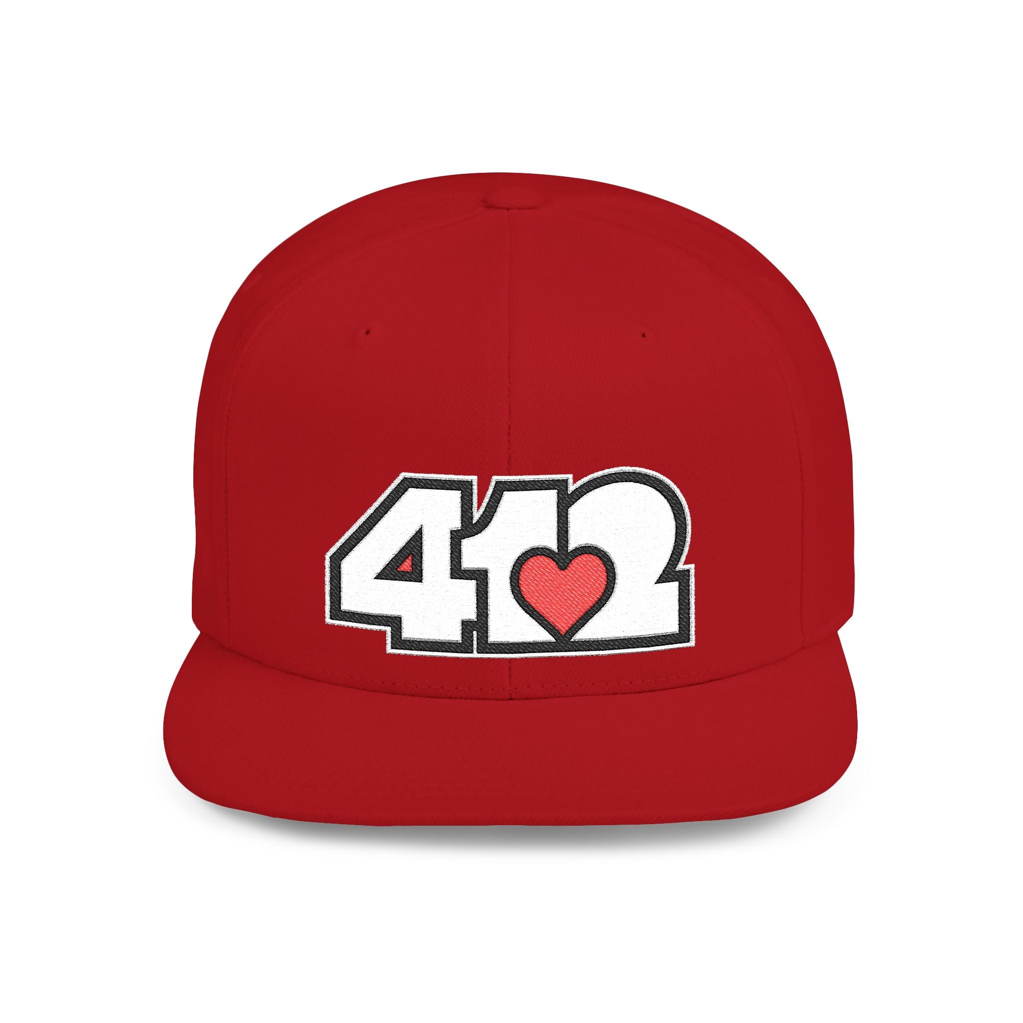 Pittsburgh 412 White & Red Embroidered Flat Bill Snapback Hat