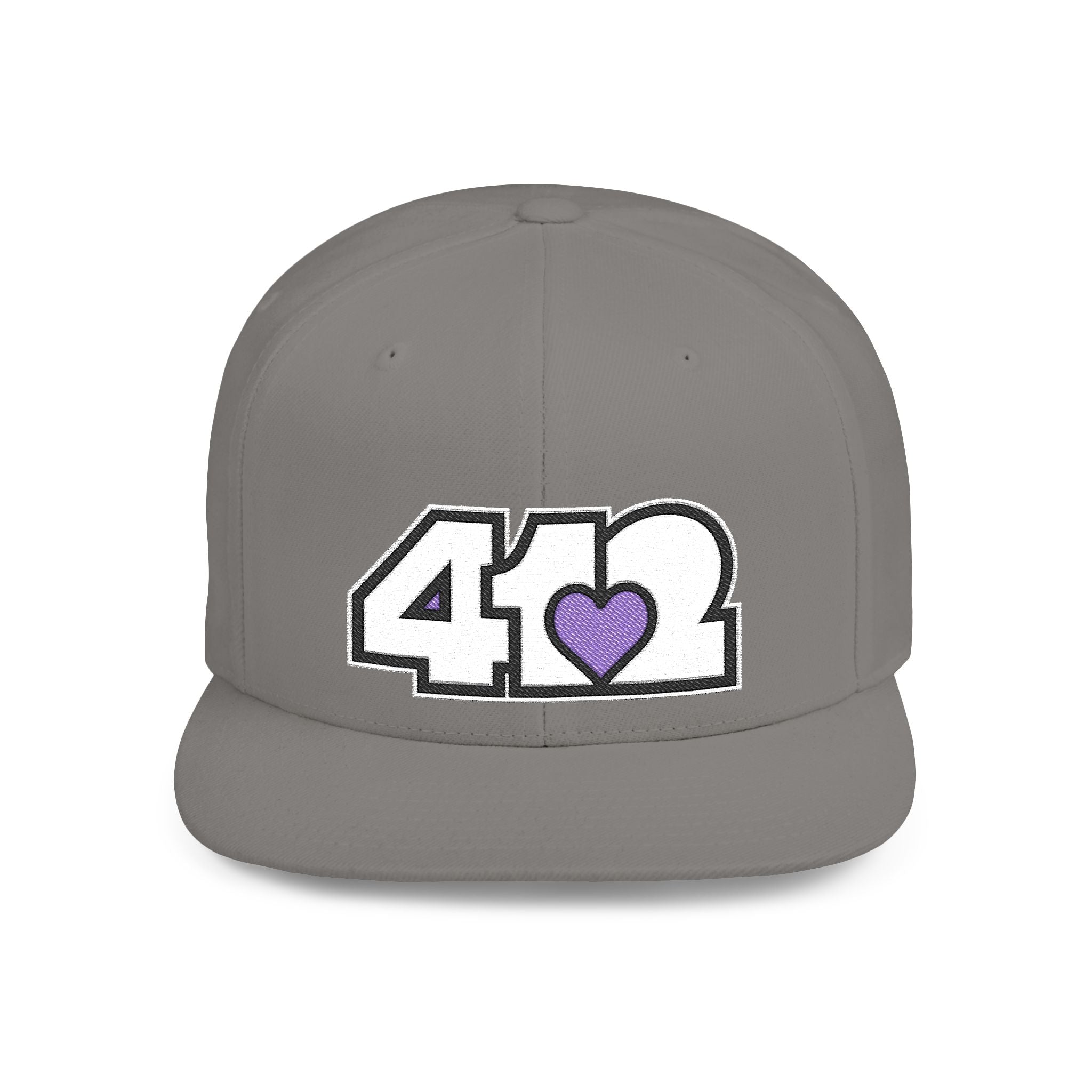 Pittsburgh 412 White & Purple Embroidered Flat Bill Snapback Hat