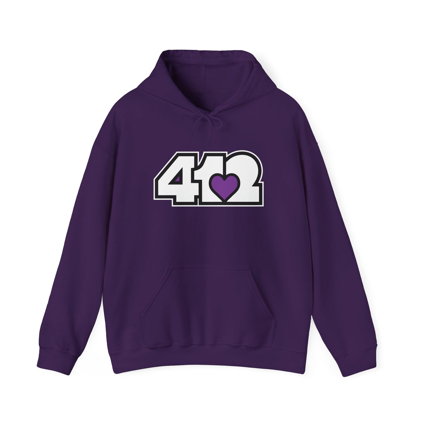 412 Classic Fit Adult Hoodie - Purple Heart, White Logo