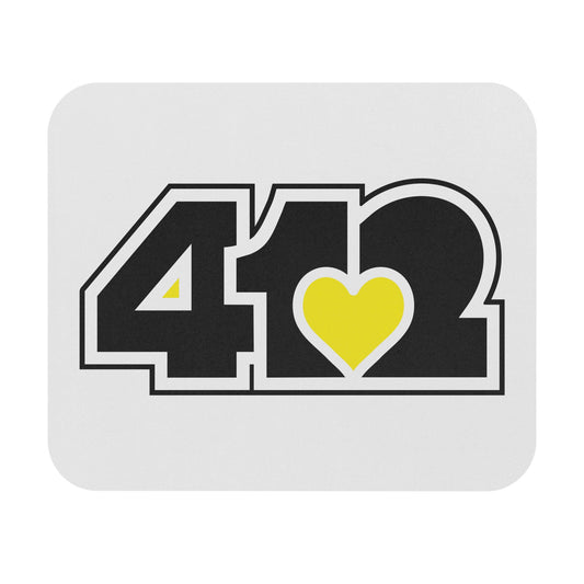 412 Mouse Pad - Yellow Heart, Black Logo