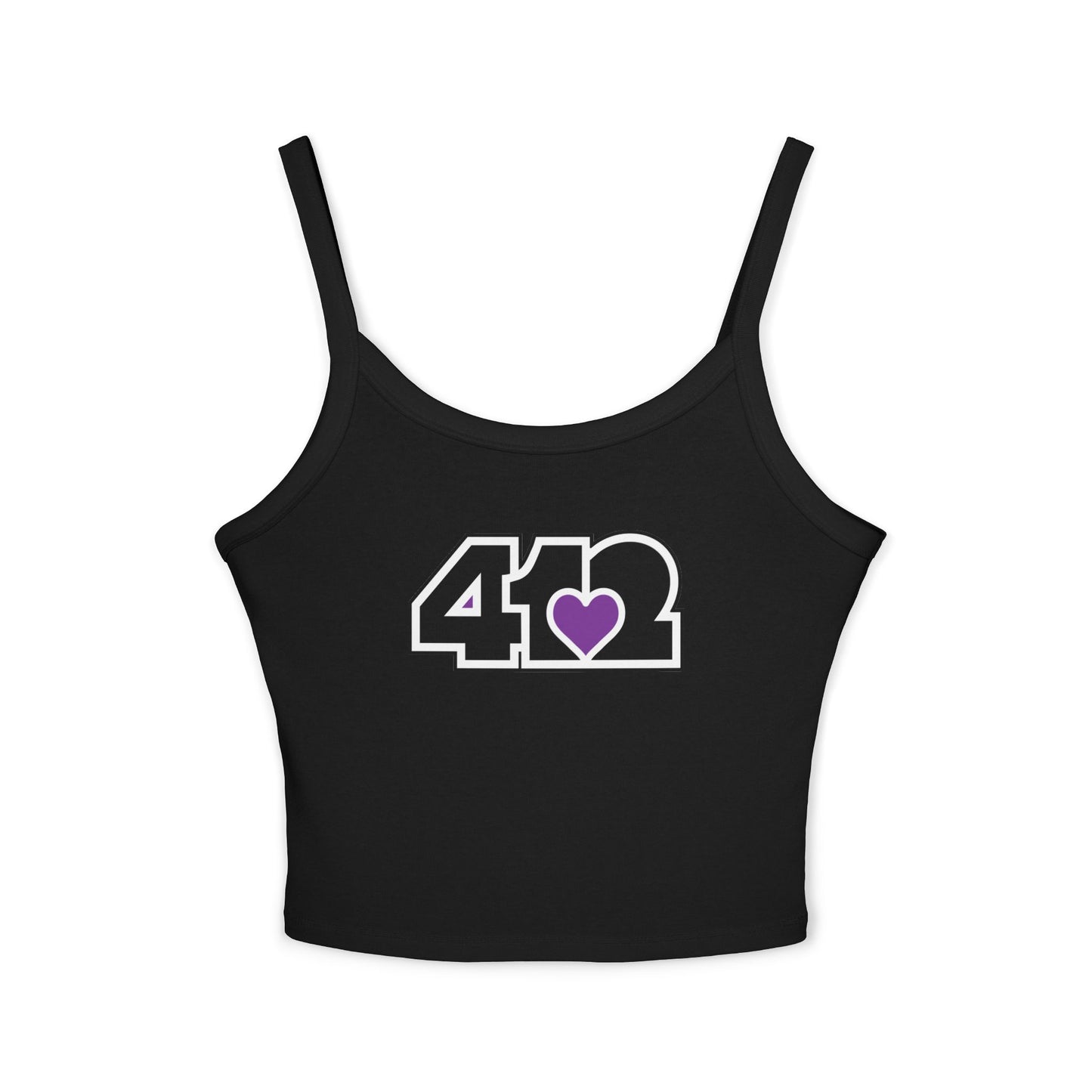 412 Women’s Camisole – Purple Heart, Black Logo