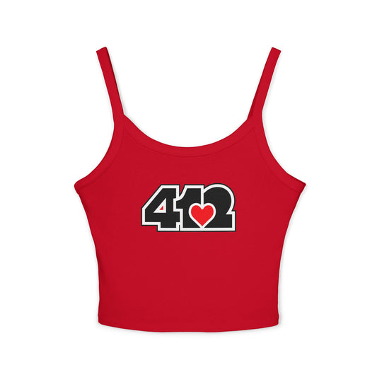 412 Women’s Camisole – Red Heart, Black Logo