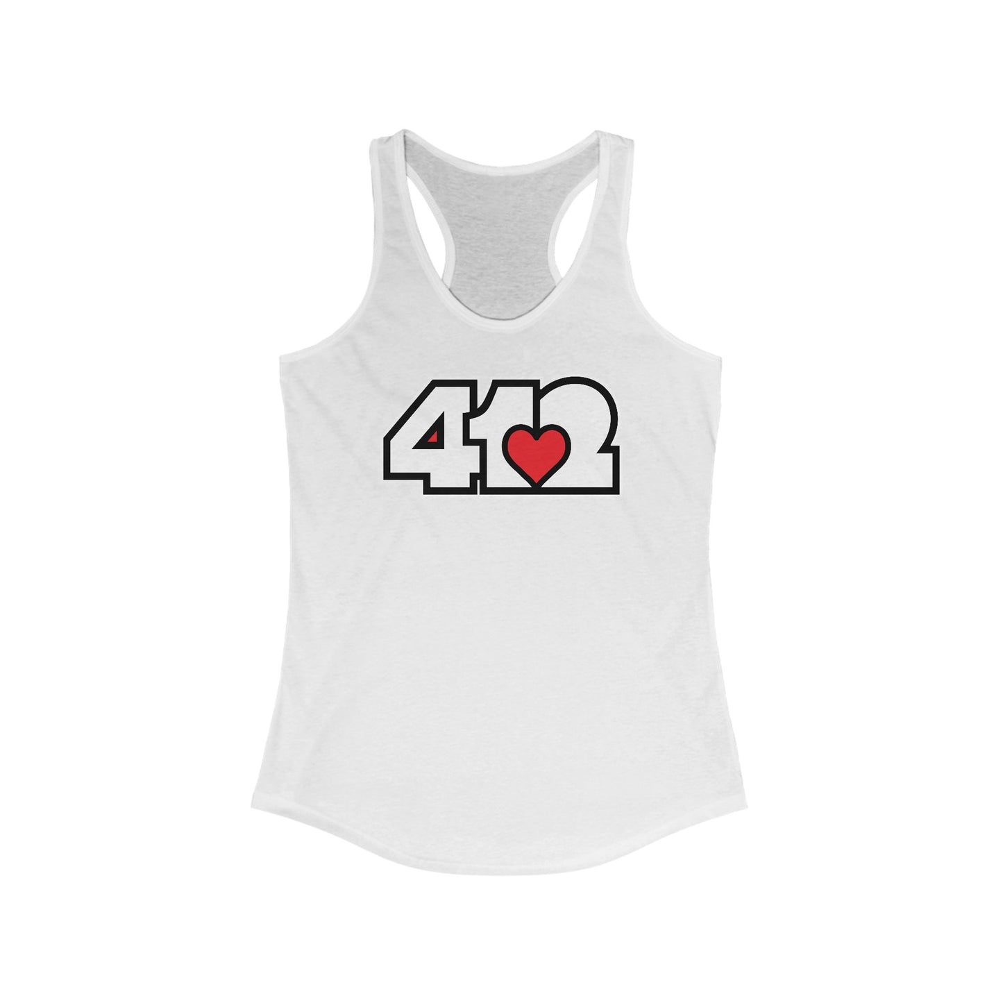412 Women's Racerback Tank Top - Red Heart, White Logo