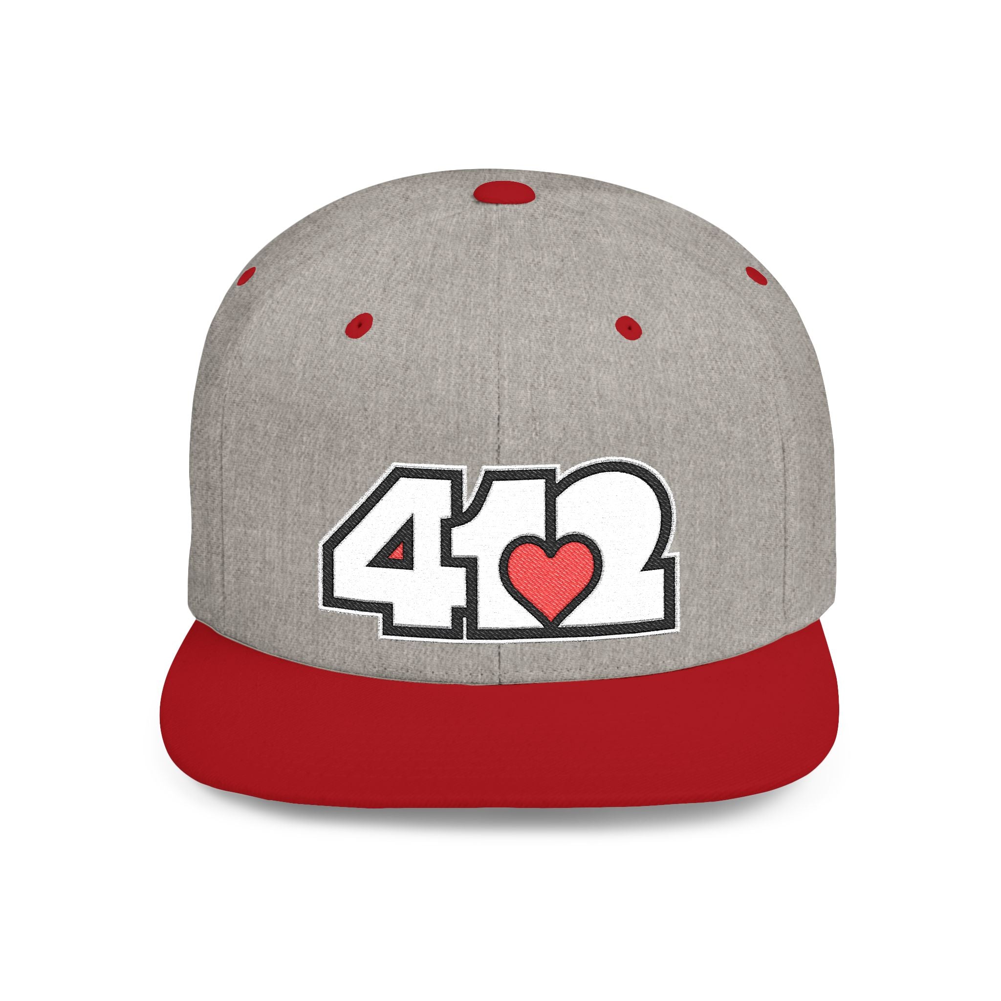 Pittsburgh 412 White & Red Embroidered Flat Bill Snapback Hat
