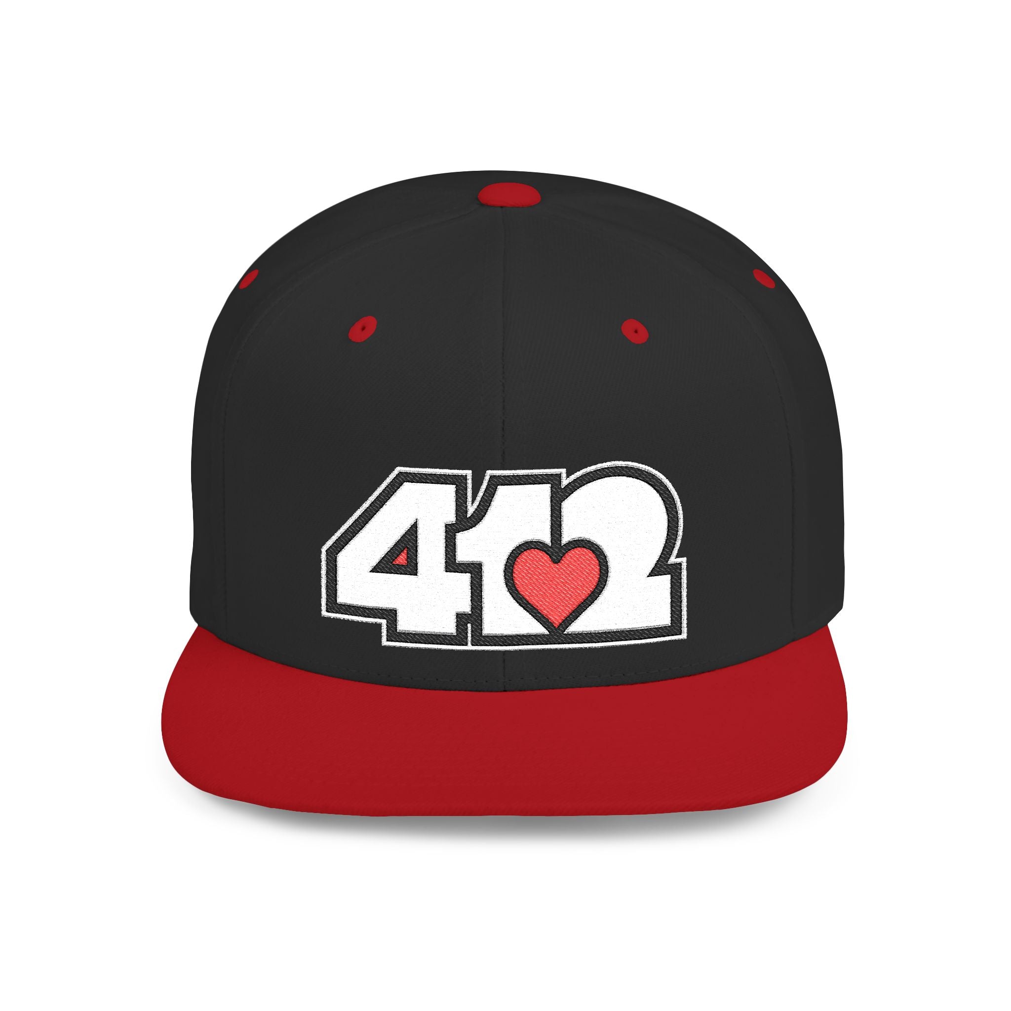Pittsburgh 412 White & Red Embroidered Flat Bill Snapback Hat