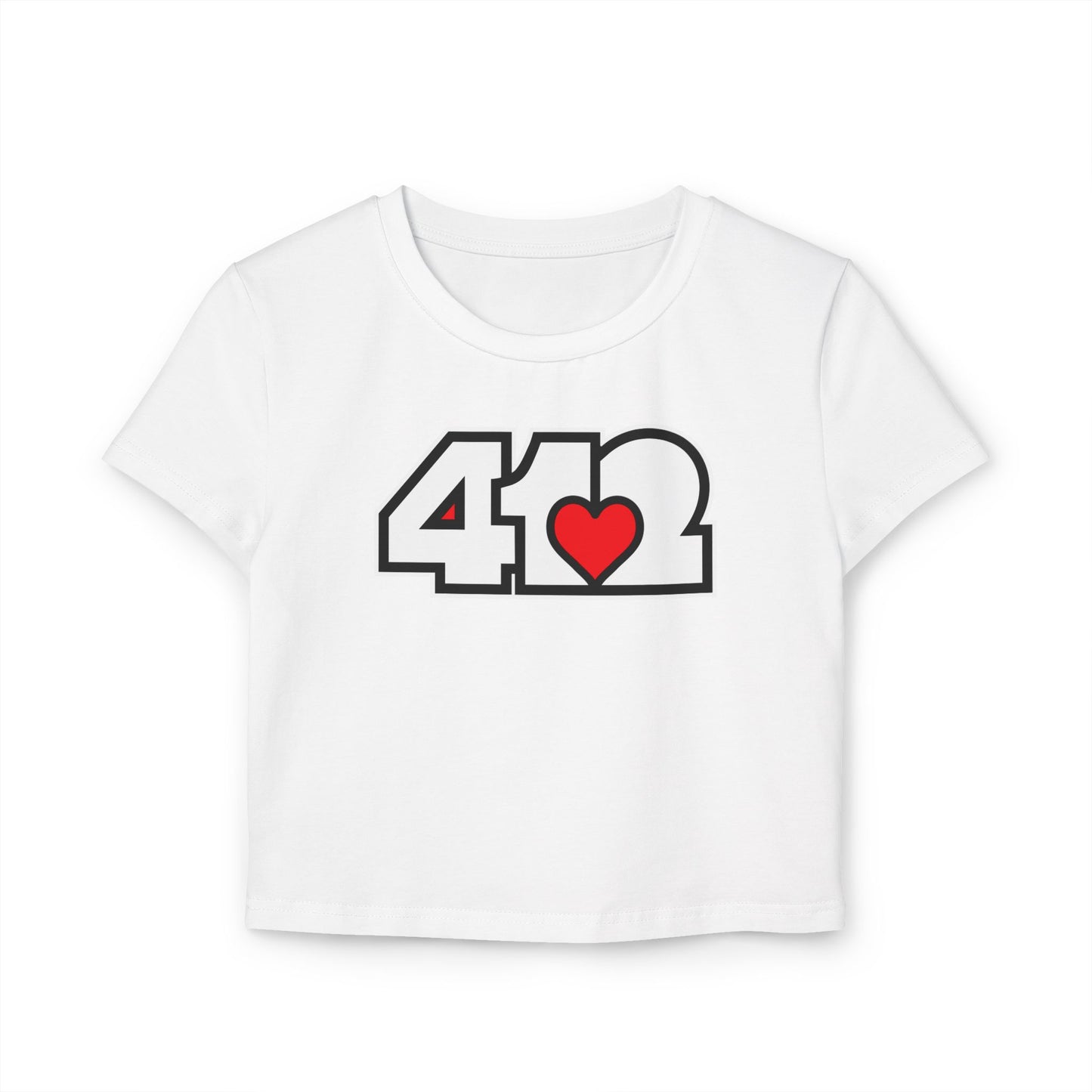 412 Women's Crop Top – Red Heart, White Logo