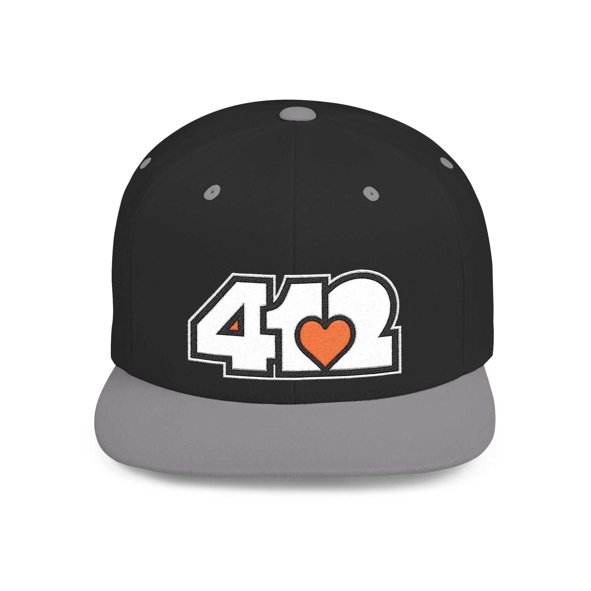 Pittsburgh 412 White & Orange Embroidered Flat Bill Snapback Hat