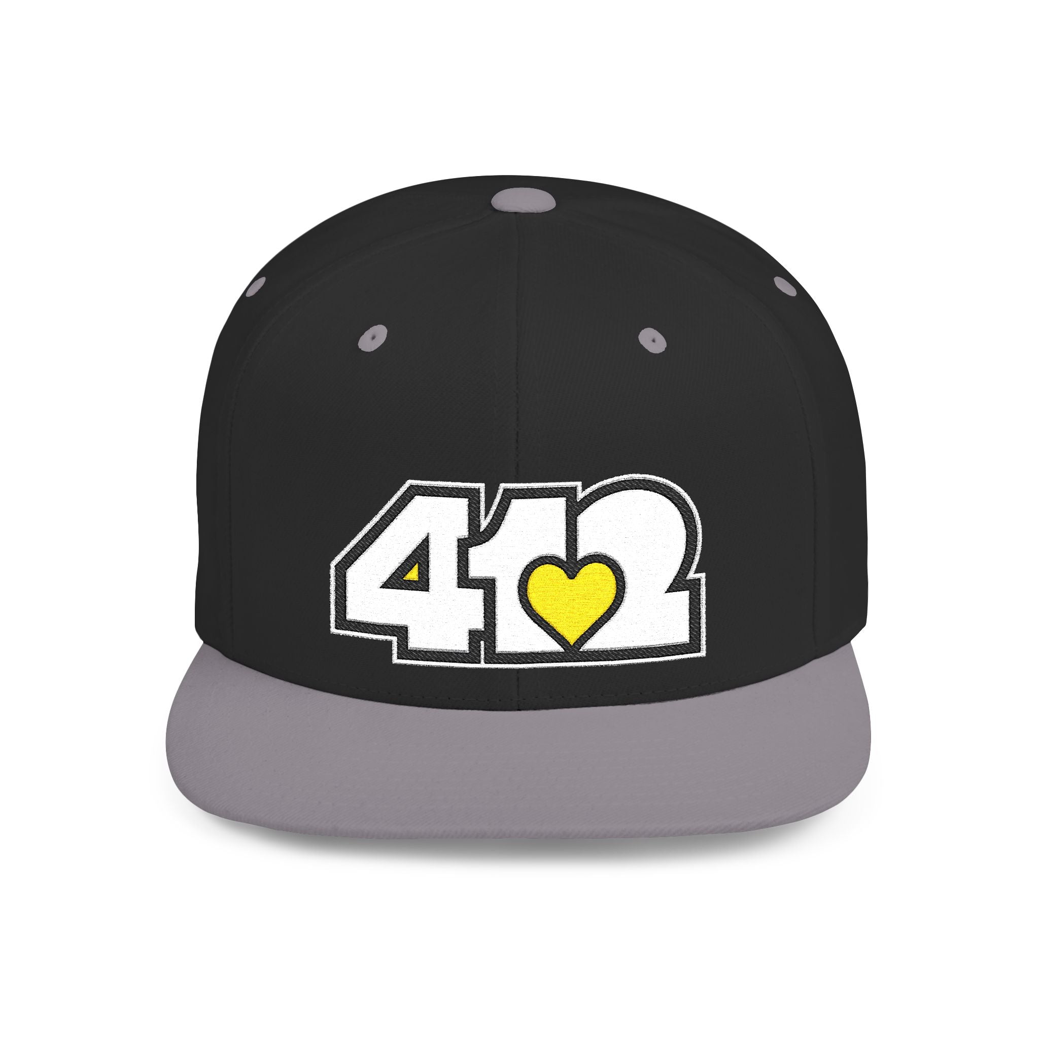 Pittsburgh 412 White & Yellow Embroidered Flat Bill Snapback Hat