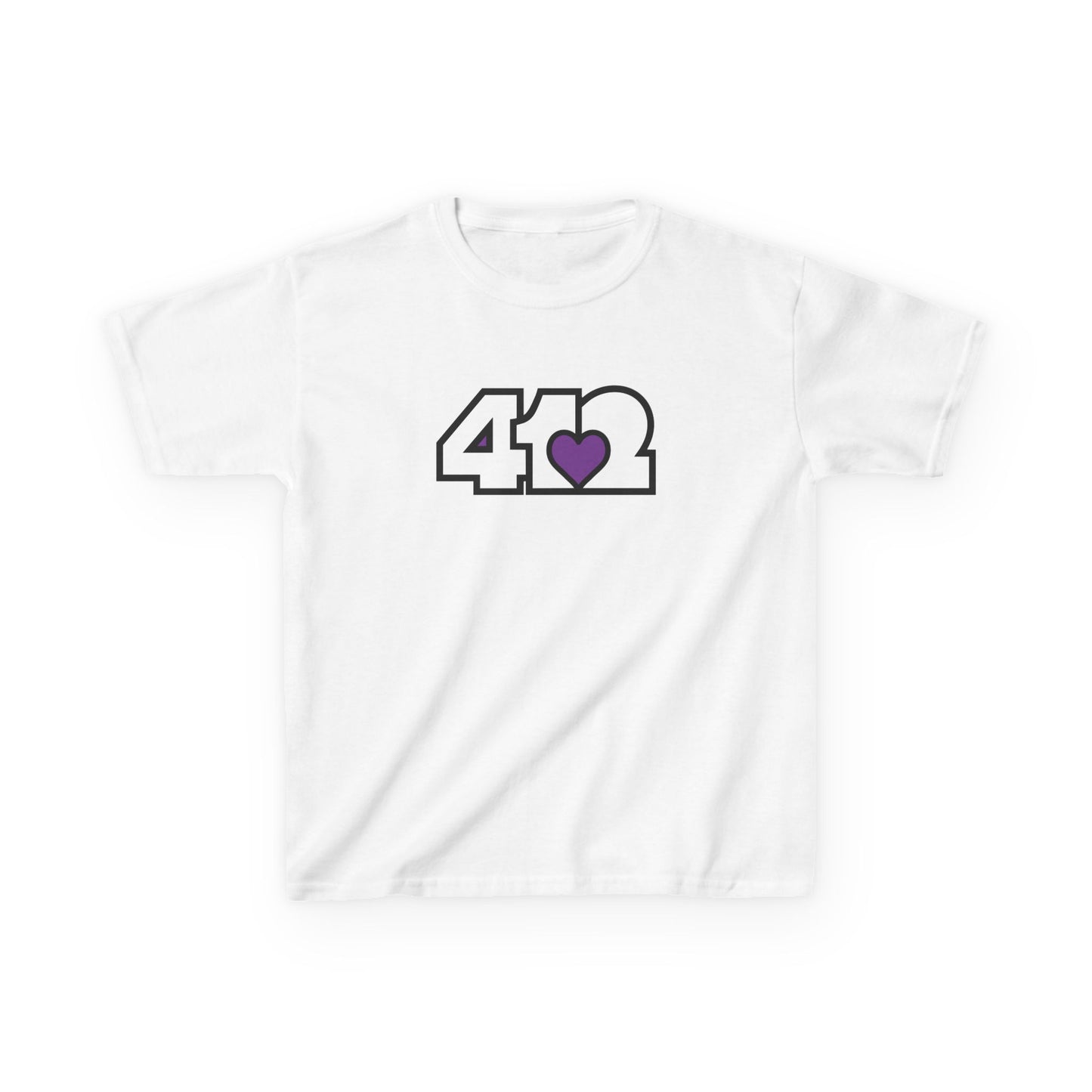 412 Kids Cotton Tee - Purple Heart, White Logo